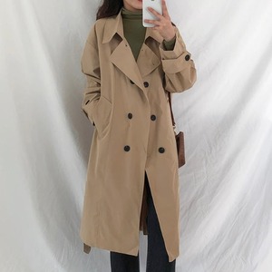 【送料無料】トレンチコート スプリングコート アウター ロング丈 定番 ビッグシルエット ゆったり 大人可愛い 無地 ベーシック シンプル お出かけ デート 通勤 オフィスカジュアル 普段使い 着回し デイリー OT-109IU
