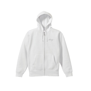 drowsy..drowsy.. LOGO EMBROIDERY ZIP UP HOODIE /25AW /WH