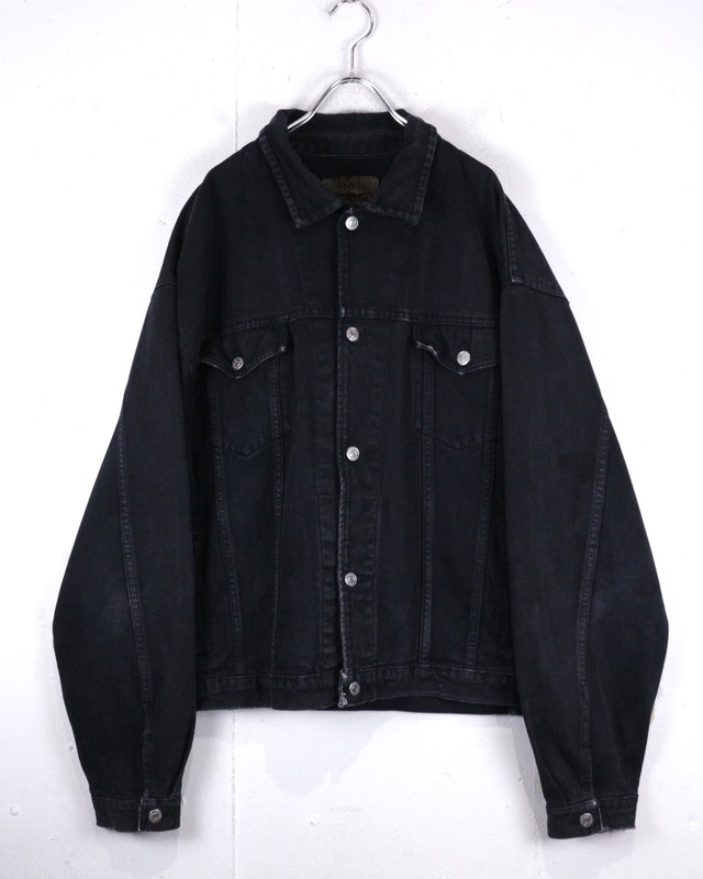 【Caka act2】“OLD GAP” Good Fade Loose Black Denim Tracker Jacket