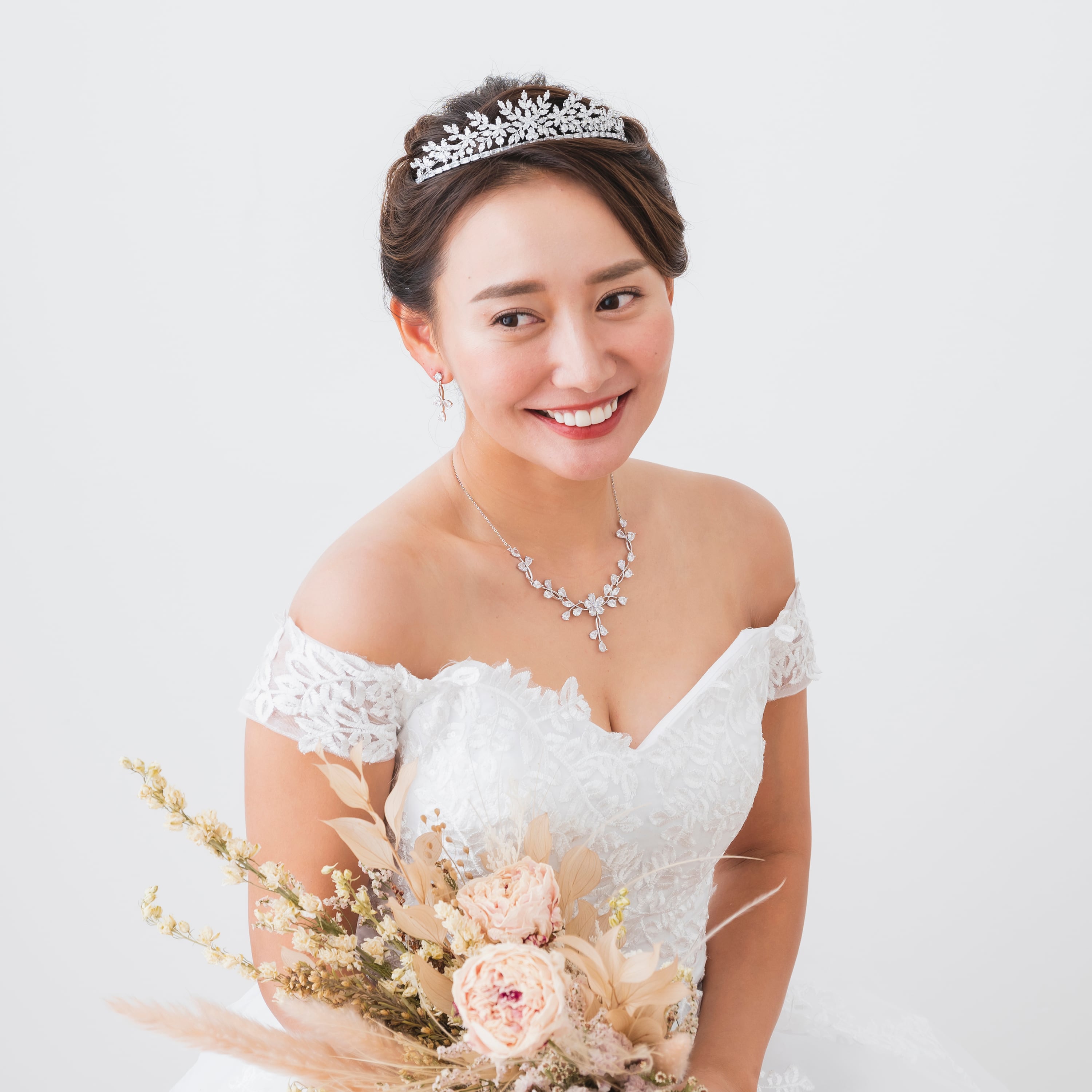 S-16 フラワーモチーフ ネックレスピアス/イヤリングセット