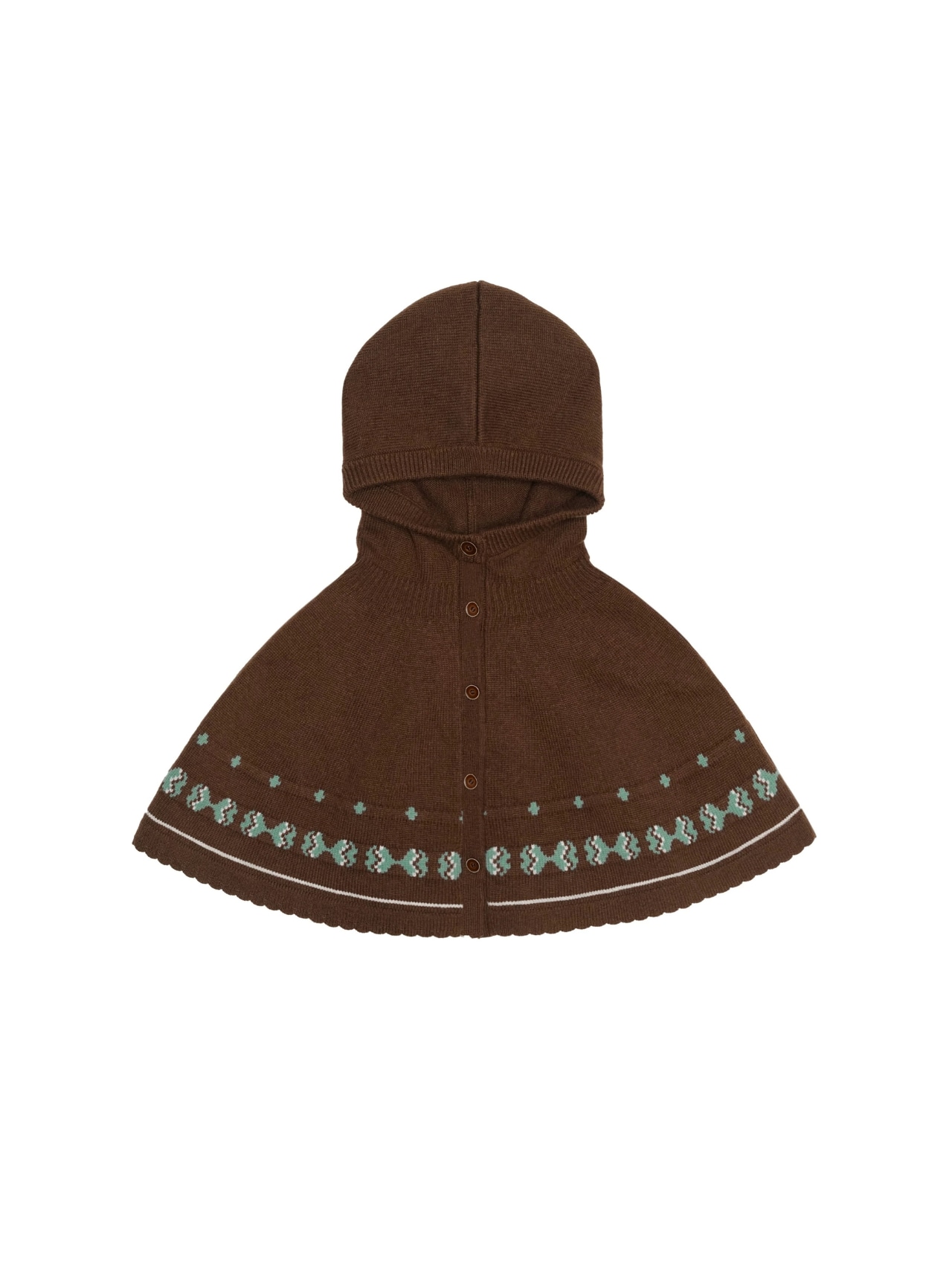 Nordique Jacquard Hooded Knit Cape F0865