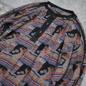 pattern design henry neck long sleeve tee