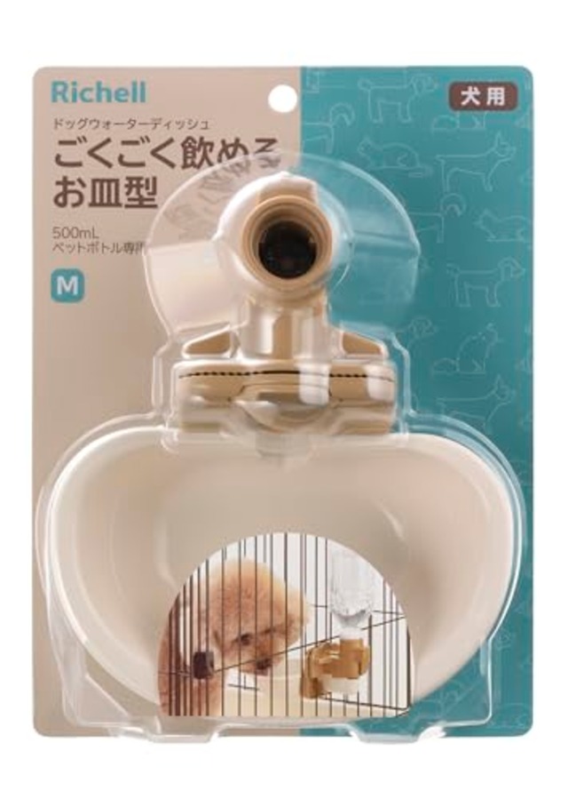 リッチェル(Richell) ドッグウォーターディッシュ M アイボリー ペット 犬 給水 ボトル 水飲み 器 取り付け 可能 156223