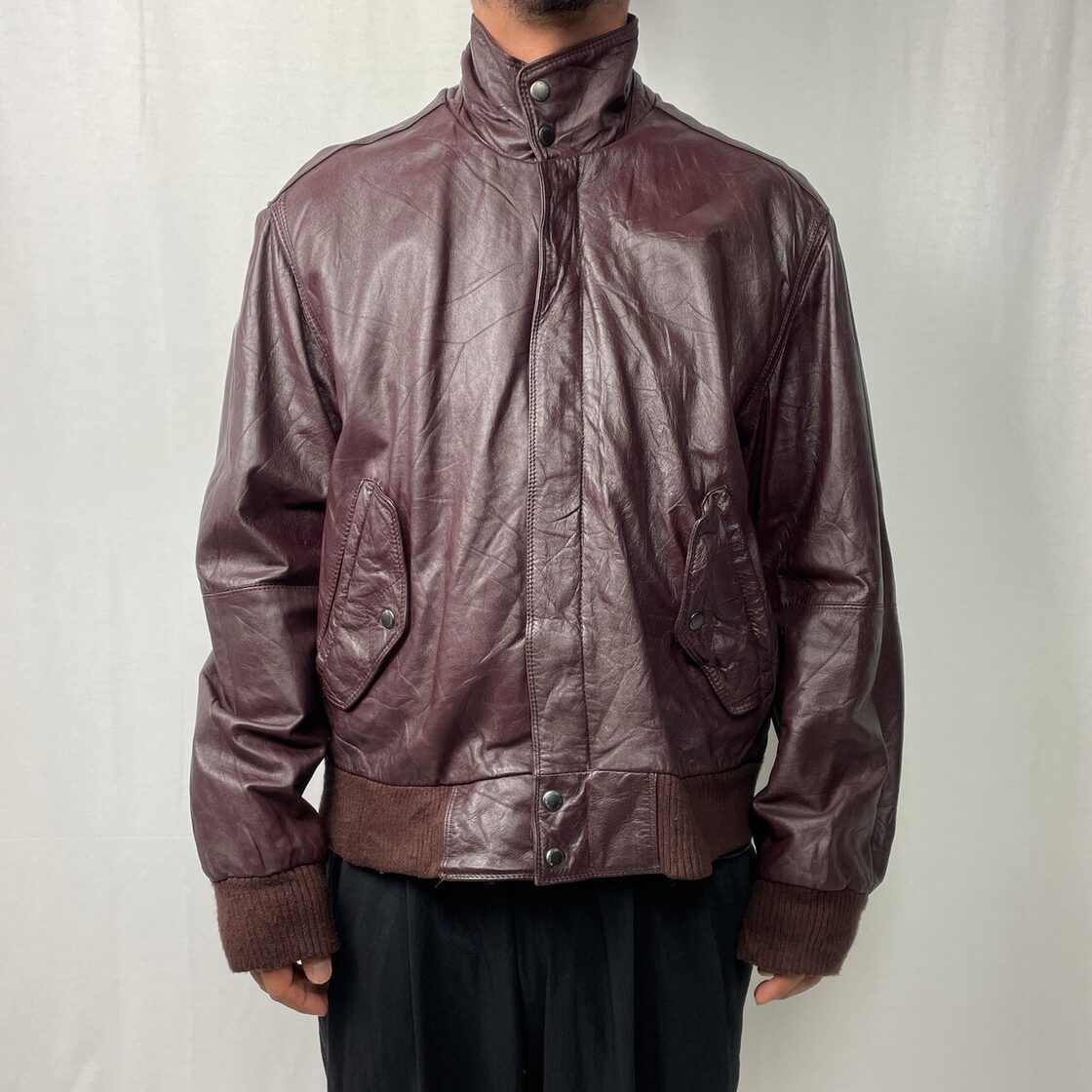 80年代 MEMBERS ONLY レザージャケット ハイネック レザー スポーツ 
