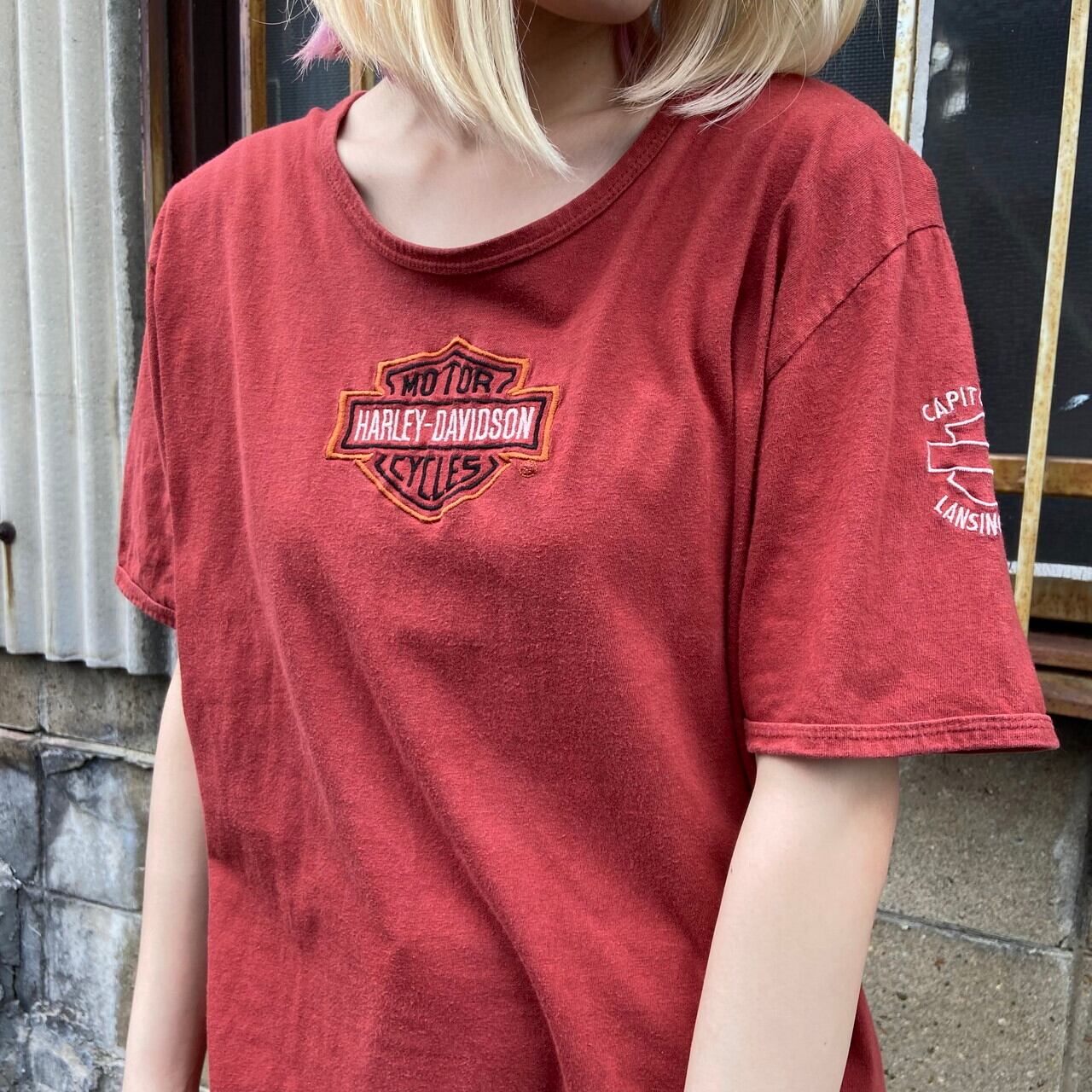 USA製 Harley-Davidson ハーレーダビッドソン フロントロゴ刺繍 T 