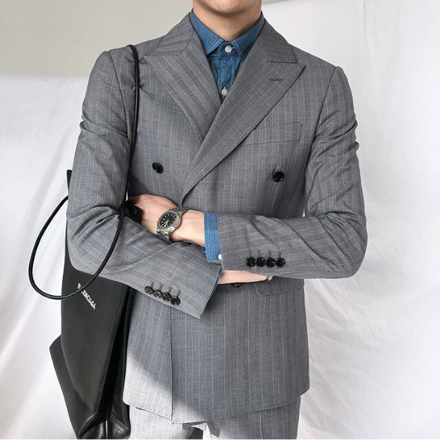 予約販売】メンズ セットアップ スーツ ストライプ柄 シック 予約販売】メンズ セットアップ スーツ ストライプ柄 シック