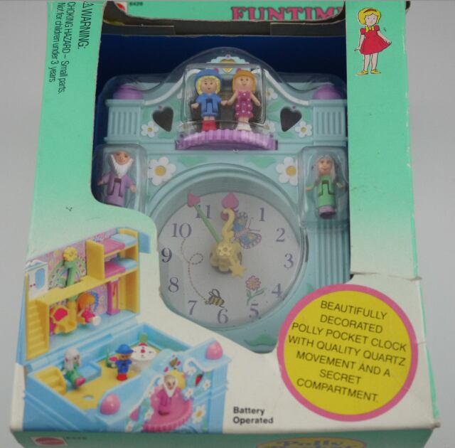 ポーリーポケット ファンタイムクロック 1991年 水色の時計 新品未開封