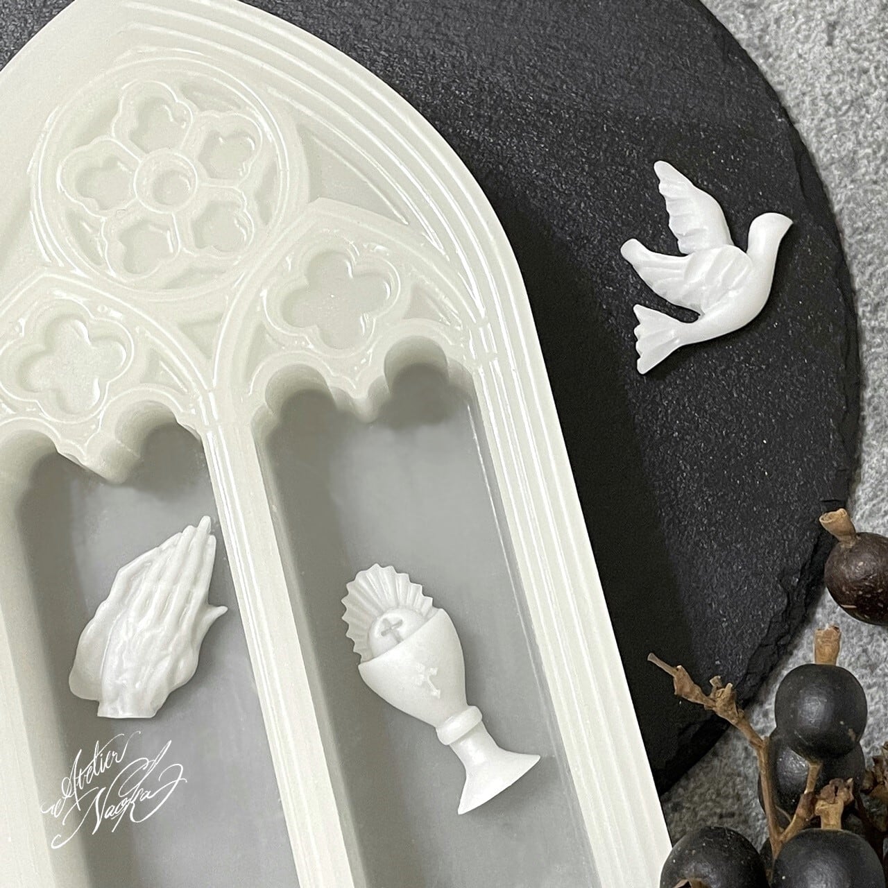 鳥、ハンド、ゴブレット 祈り ～ prière ～ シリコンモールド