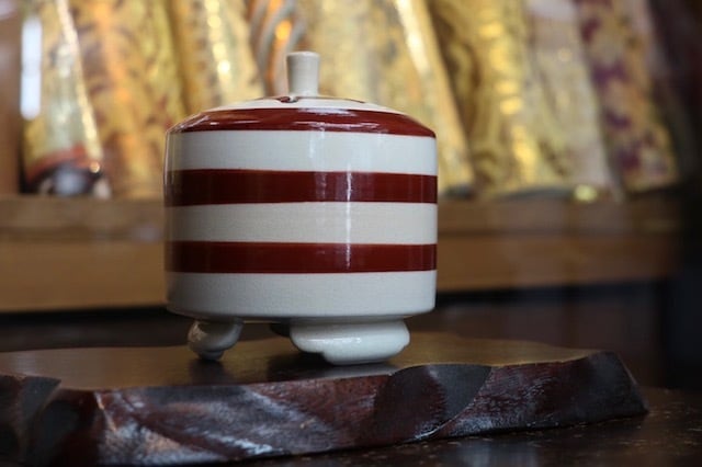 清水焼 香炉 独楽筋 (Kyo-yaki&Kiyomizu-yaki Incense burner) | 伊吹