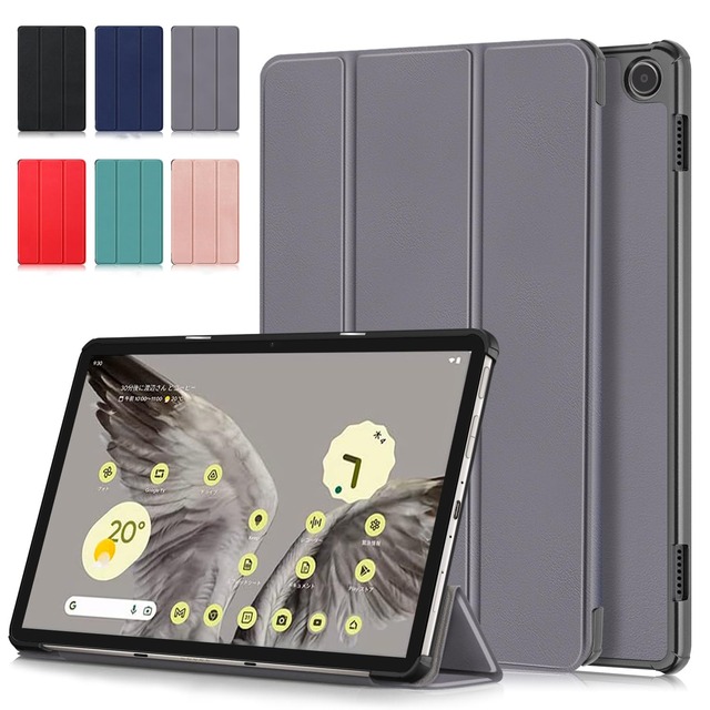 Google Pixel Tablet Hazel GA04754-JP 10.95インチ 用 ケース タブレットカバー 保護ケース 【HUKWIMO】 スタンド機能付き 薄型 超軽量 全面保護 高級PU スクラッチ対策 レザー 耐汚れ 耐久性 Google Pixel Tablet Hazel GA04754-JP 10.95インチ 対応 [グレー]