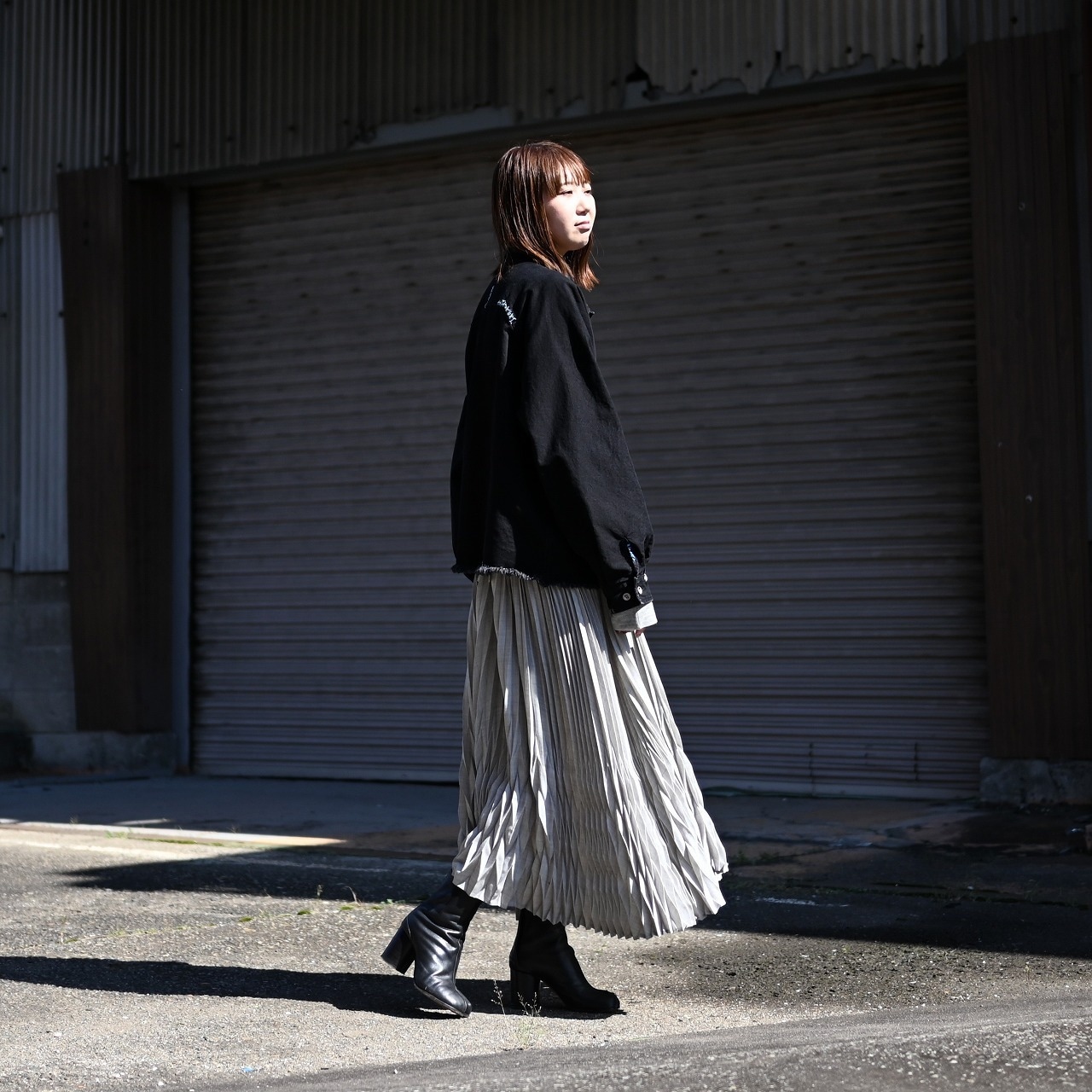 KUON / GANKO別注 Sashiko Kimono Sleeve Cutoff Denim shirt jacket レディースコーディネート