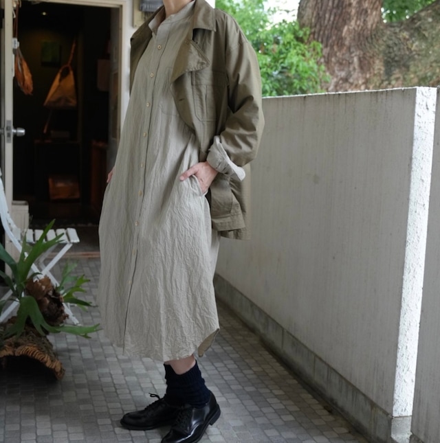 ts(s)ティーエスエスCotton*Ramie*Silk Seersucker Cloth -Baggy Fit Band Collar Shirt- TT48JD06