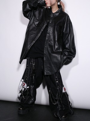 "本革" over silhouette shirt jacket