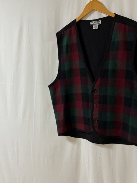 1990's Check Pattern Piping Design Vest