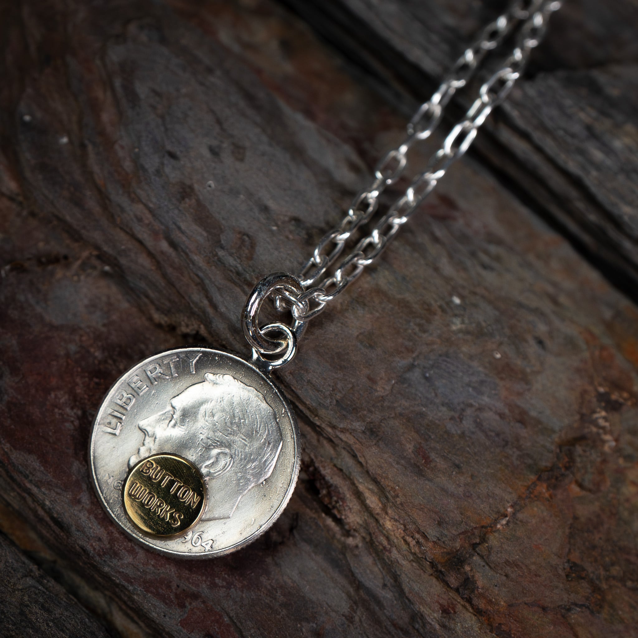 【Button Works】Roosevelt Dime Coin Necklace Silver 900 Silver 925 ボタンワークス ルーズベルトダイム銀貨 ネックレス