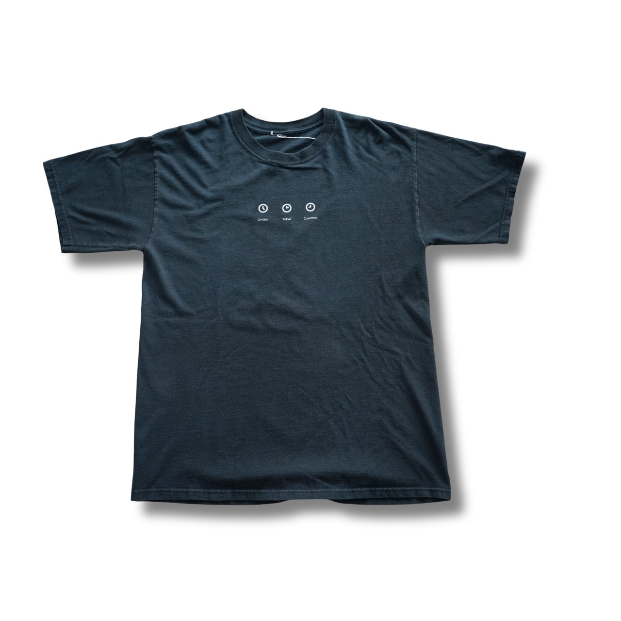 00s Apple アップル Mac OS X Tiger ワールドクロック プリントTシャツ(タグ欠損・実寸L相当)|NA995