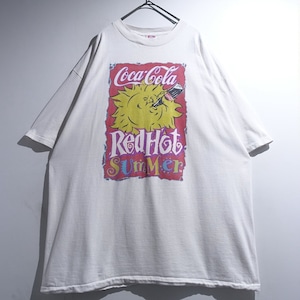 90s "Coca-Cola" White Sun Illustration Print Design T- Shirt