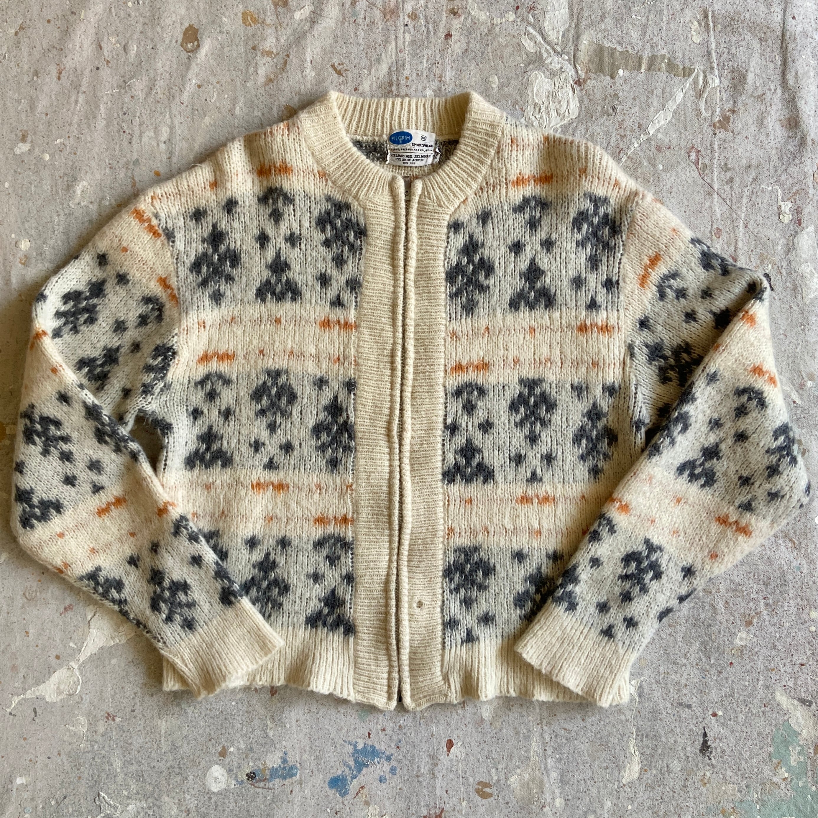 1960s  Pilgrim Mohair Wool Cardigan M  F996