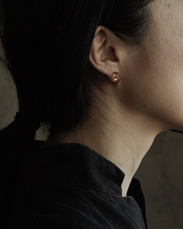 18k原石ピアス　シトリン