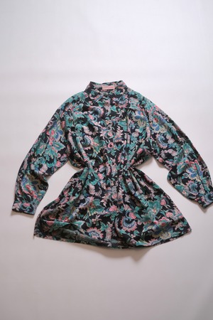 80s French Oversized Botanical Print shirt