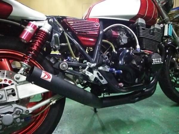 新作 XJR400 後期 DJショート管 黒 4-2-1集合マフラー 4HM 高回転