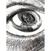 90s M.C.Escher "Skull Eye" OVER ALL PATTERN  Art Tee MADE IN USA  Size L