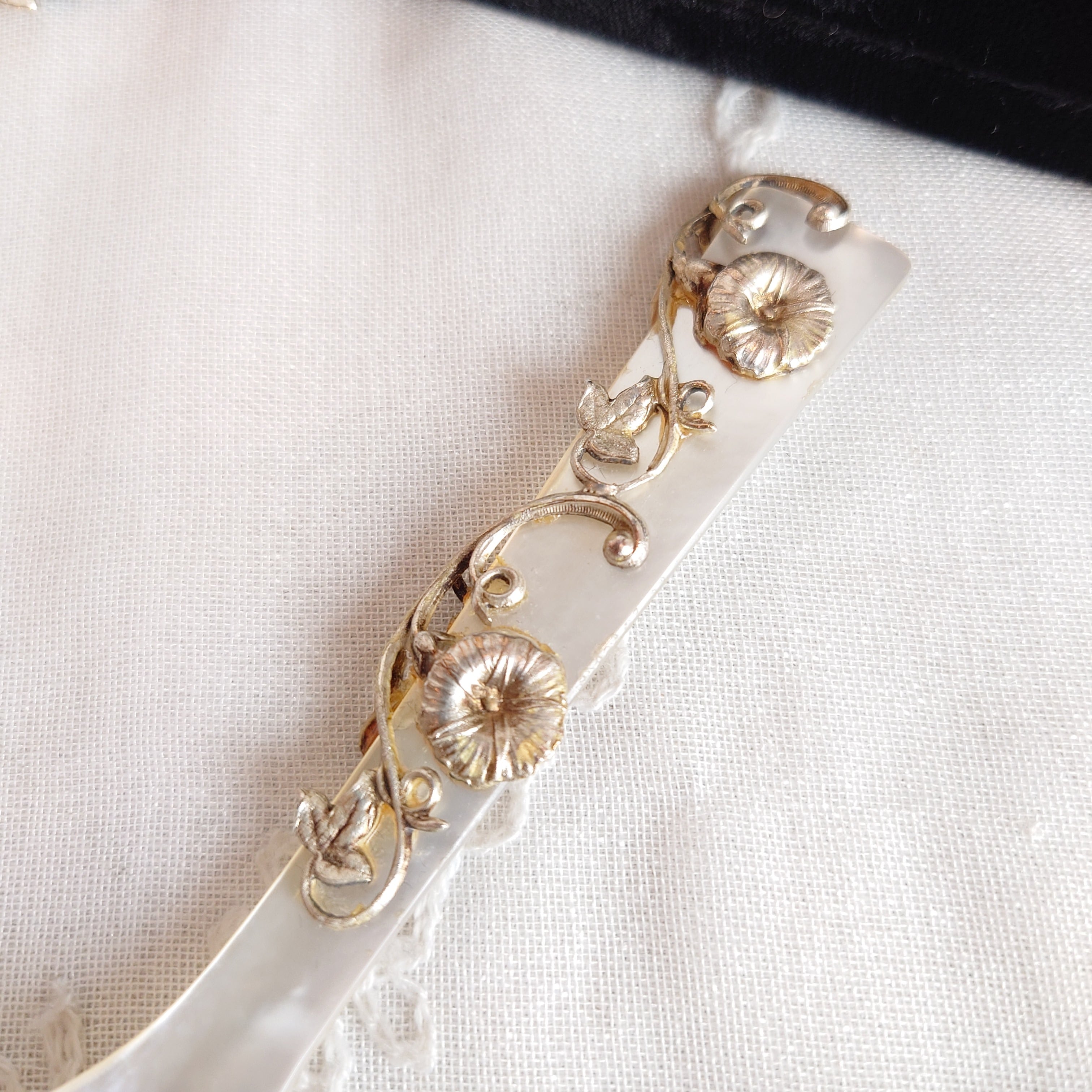 白蝶貝 スプーン キャビアスプーン シルバー装飾 | アンティーク