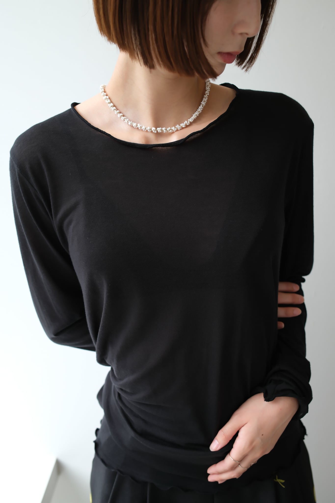 Sheer Long T-shirt シアーロンT Black