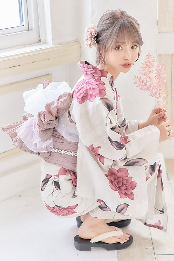 浴衣4点セットローズダリア Y4-58