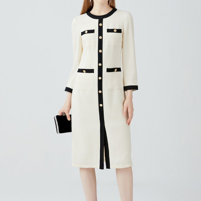 バイカラークラシックワンピース　JC0241