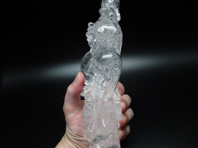 高級彫刻品　天然水晶龍　no,11
