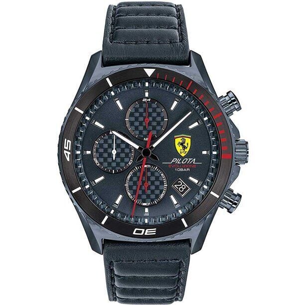高級時計 フェラーリ】Ferrari オフィシャル クロノグラフ 黒 赤 ...
