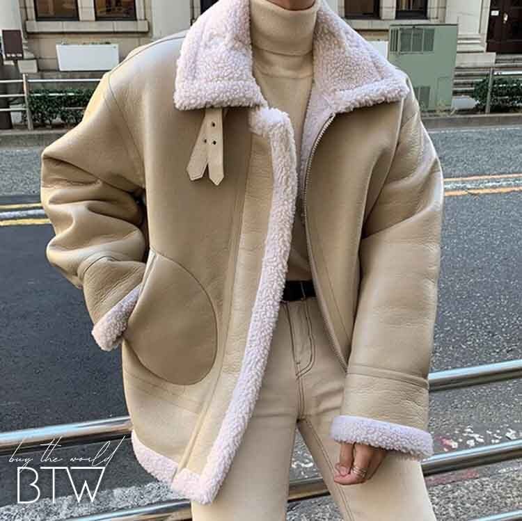 韓国メンズファッション】レザーボアジャケット カジュアル アウター