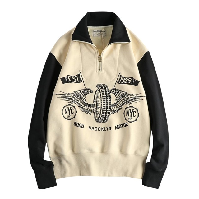 460g モーターサイクルハーフジップスウェット　２色 　L00130