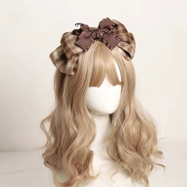 レトロガーリー♡チェック柄ビックリボンヘアクリップ　G0530