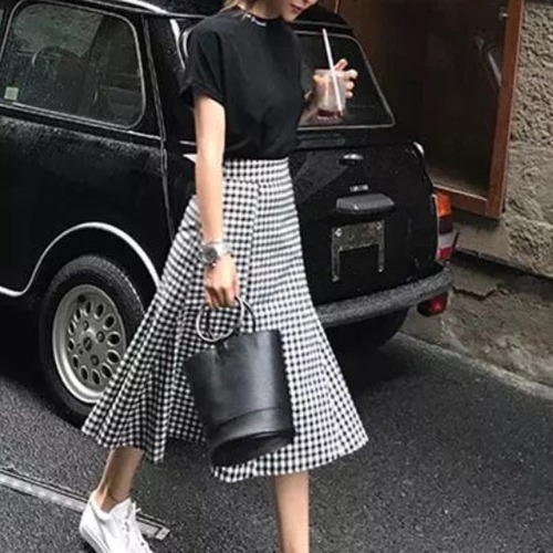 フレアスカート フレア 膝丈 膝丈スカート ミモレ丈 大きいサイズ ゆったり 夏 夏新作 新作 チェック柄 ハイウエスト スカート マーメイドスカート マーメイド ロング丈 ミモレ丈スカート トレンド