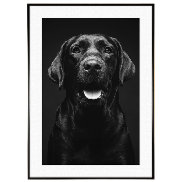 動物写真 犬 ラブラドールレトリーバー インテリア モノクロアートポスター額装 AS4832