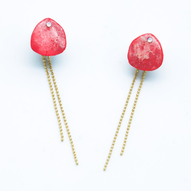 “Colorful” japanesepaper pierced earrings  ◼︎red