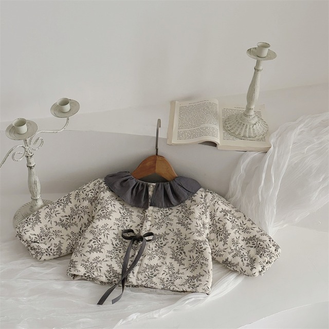 【BABY】韓国風　グリーン花柄アウター