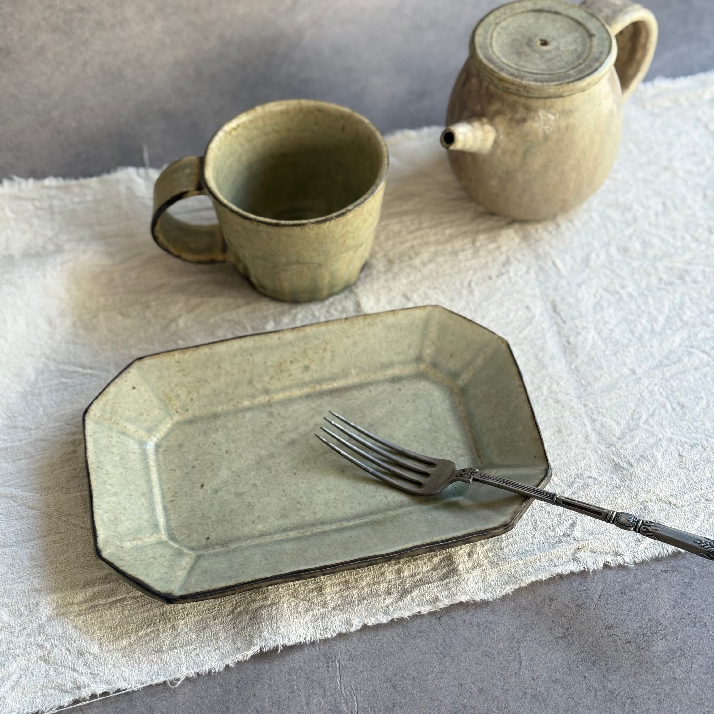 加藤祥孝 山葵粉引 7.5寸八角長皿 | gallery 一白