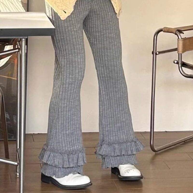 Frill rib flare pants RW0377