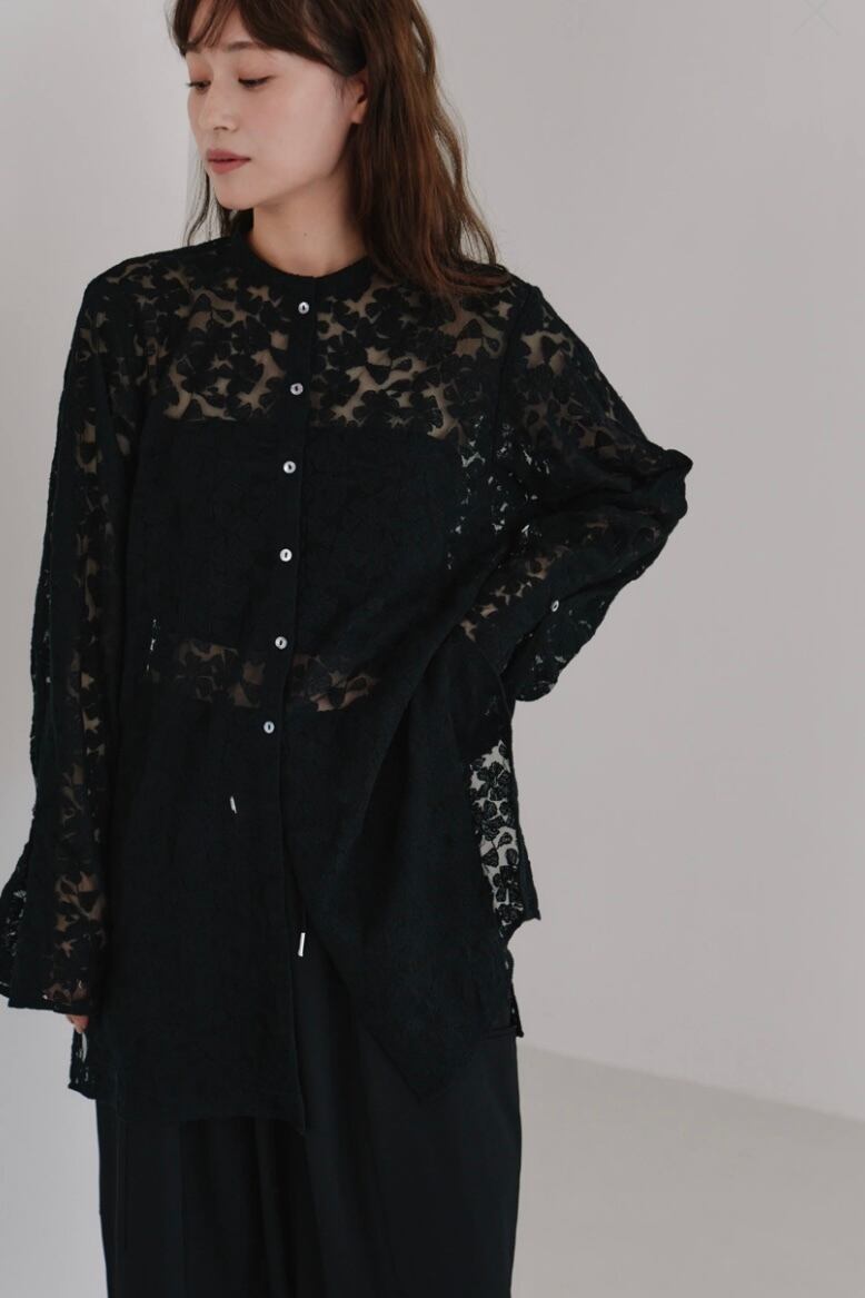 新品】Hella tulle embroidery shirt アイボリー