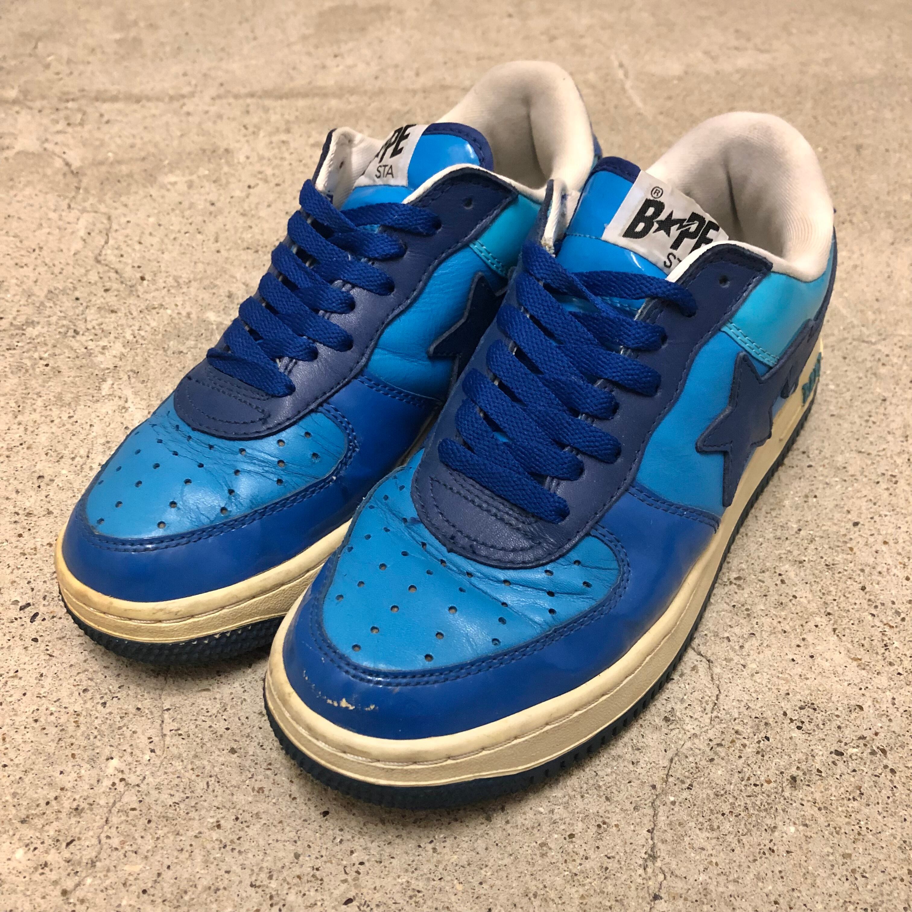 A BATHING APE/BAPESTA/26.5cm/ベイプスタ/ブルー/エナメル/レザー