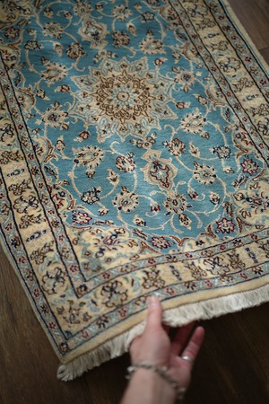 【727】Vintage Persian Nain rug 1990's（6La）