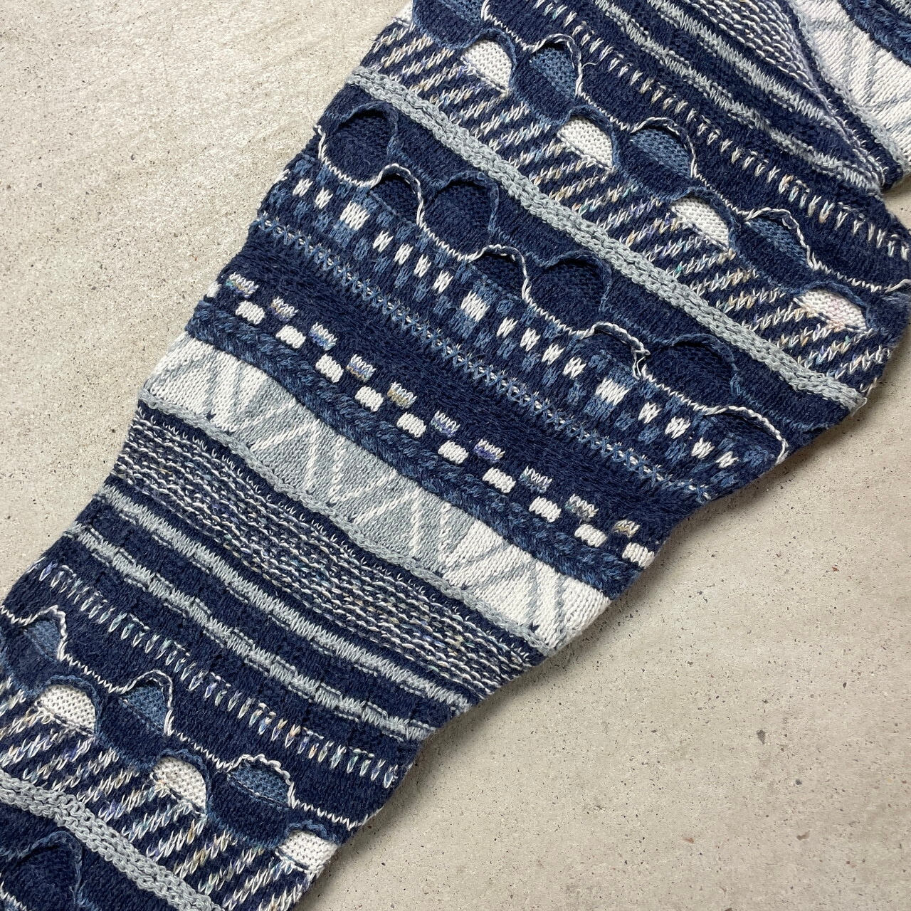 FLORENCE TRICOT クージー風 3Dニット 総柄 コットンニットセーター 