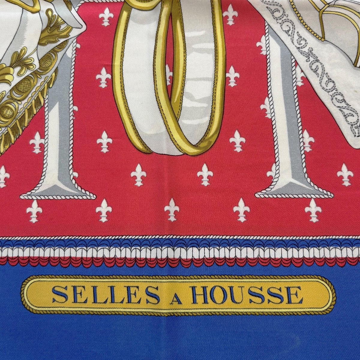 中古】 エルメス スカーフ カレ90 SELLES A HOUSSE ブルー 鞍 鞍カバー