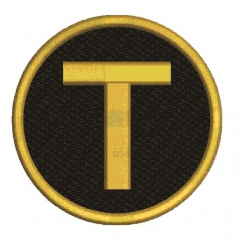 オリジナルバレーボールワッペン「T」　カラーオーダーメイド　直径6cm