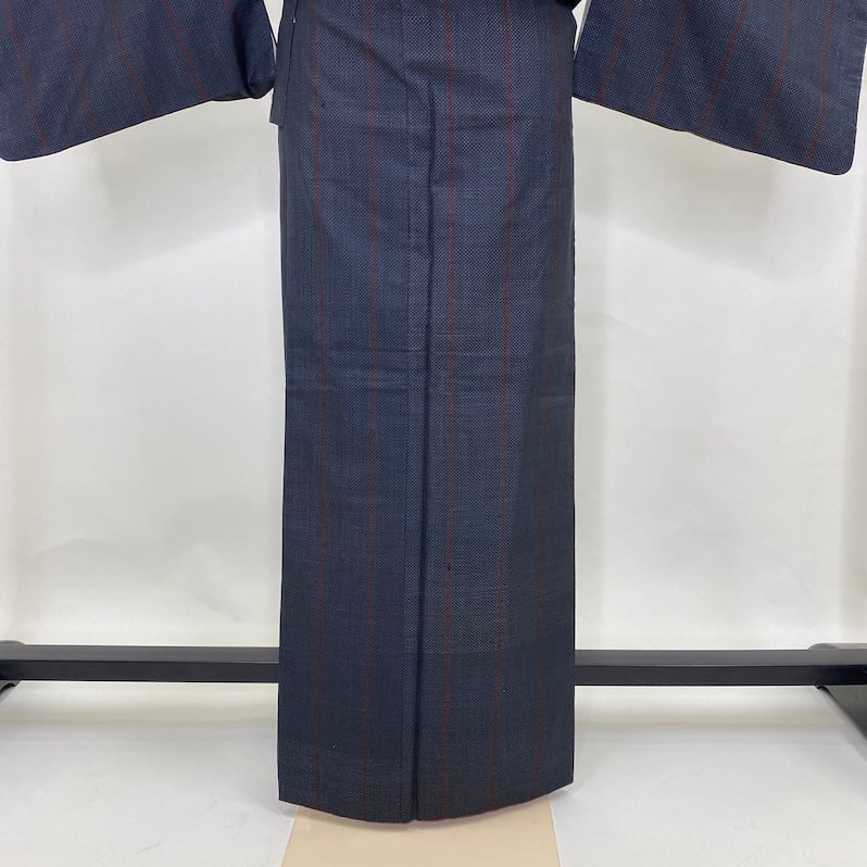 大島紬 十字絣 紺 袷 お洒落着 普段着 正絹 裄62.5cm 身丈157cm