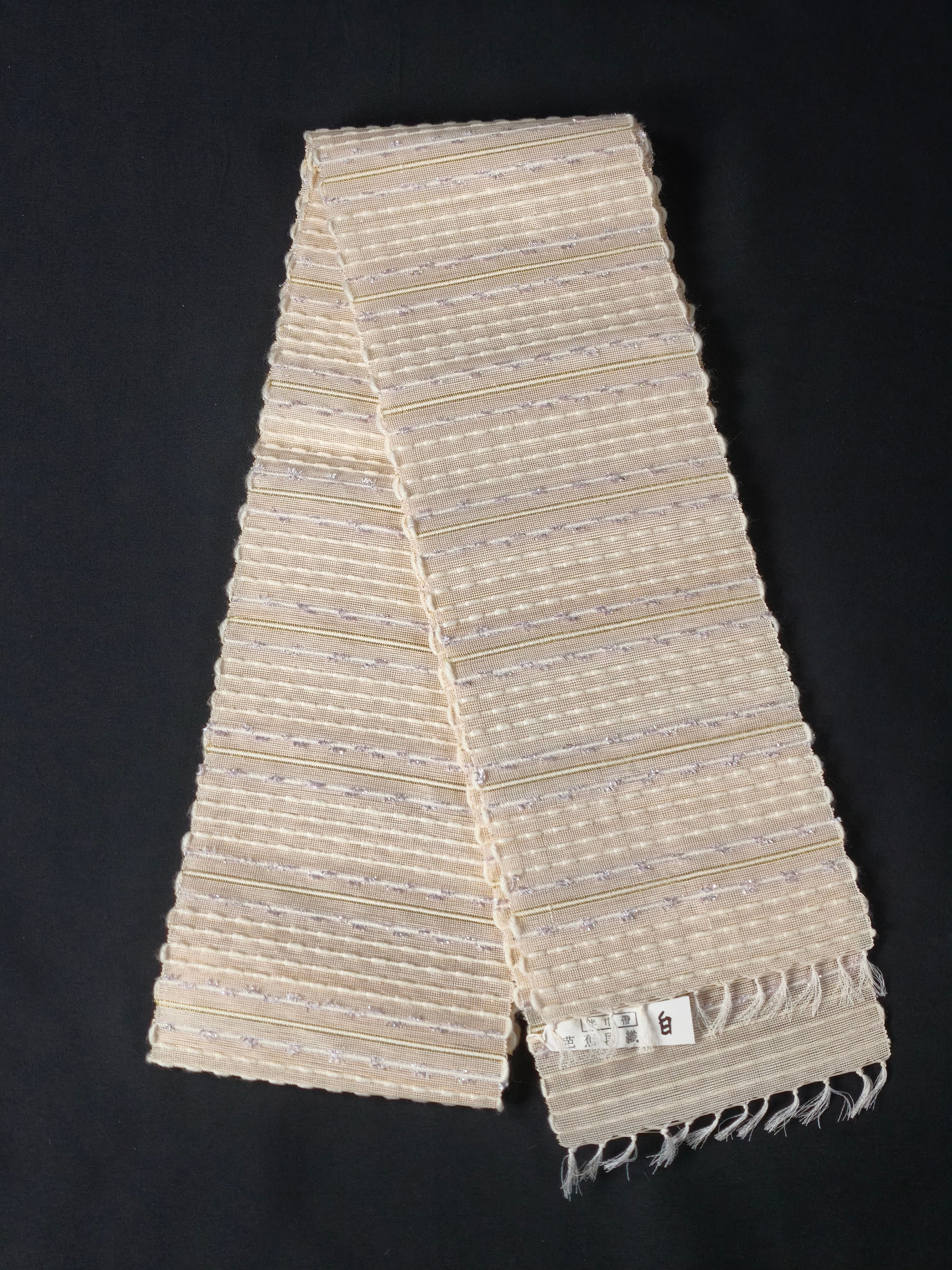 半巾帯｜誉田屋源兵衛｜芭蕉角繋 白地墨 | やまぶん呉服店