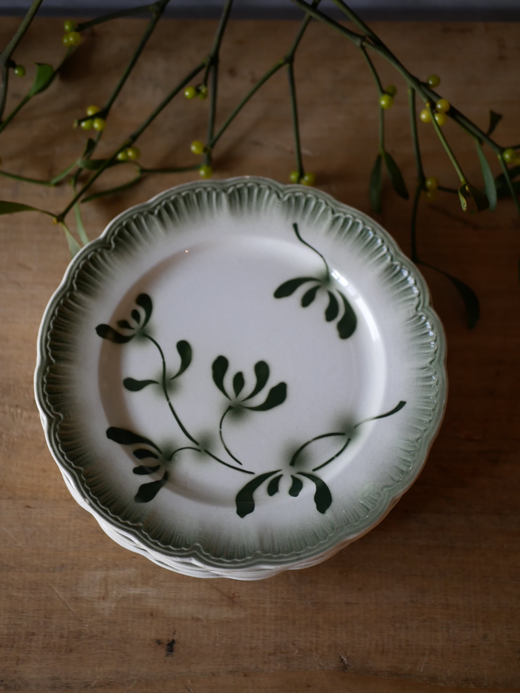 宿り木 ヤドリギ アンティークプレート デザートプレート ブロカントのある暮らし